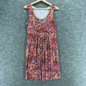 Jouica Dress Women L Large Red Paisley Shift Midi Sleeveless Rayon Casual